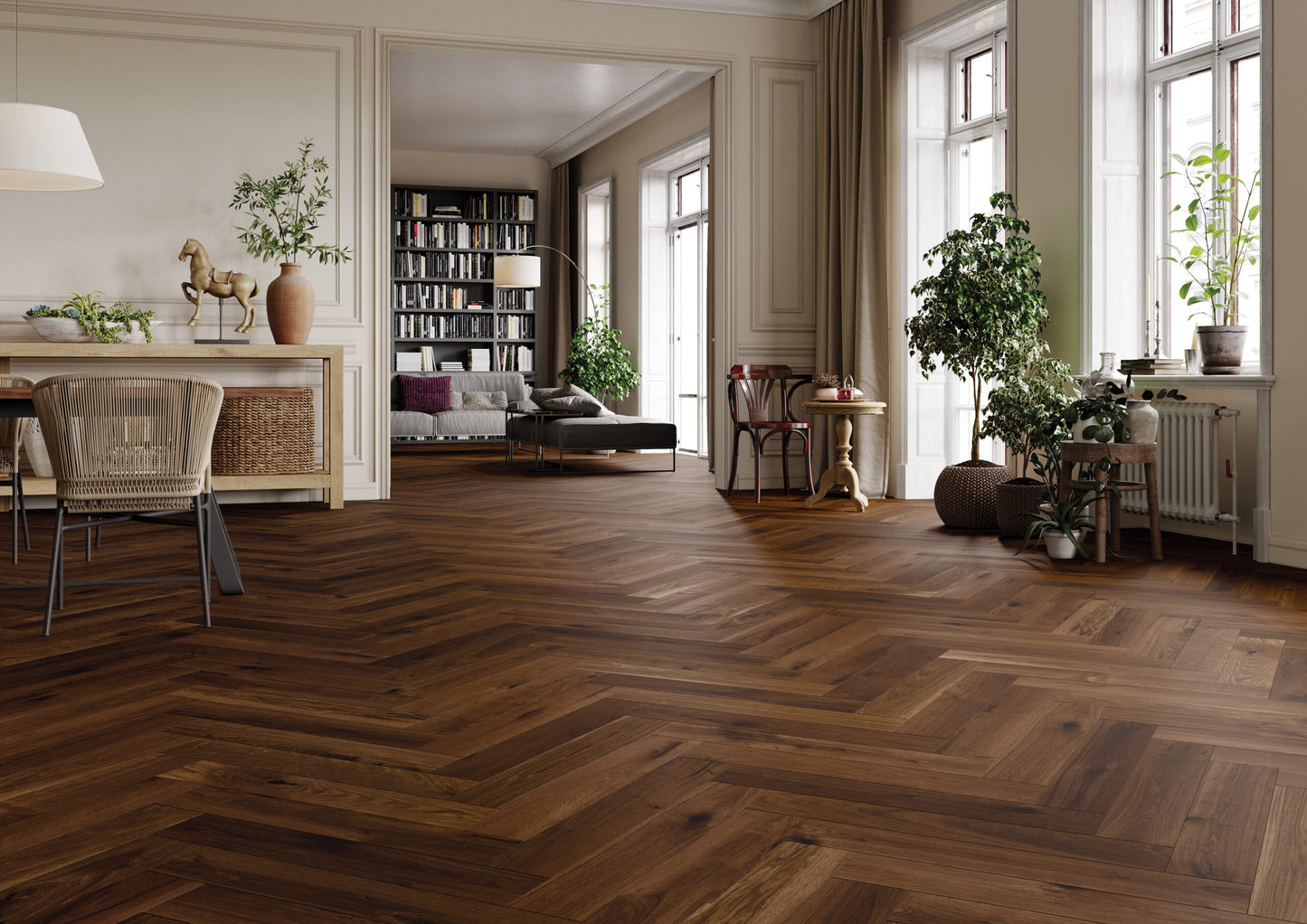 Keystone Dark Brown Oak Herringbone